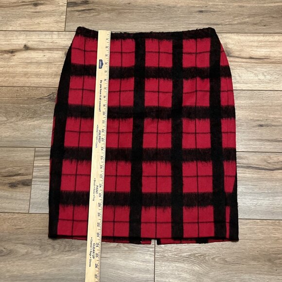 Talbots Wool Blend Pencil Skirt SZ 10 Black Red Check Back Zip Lined Soft - Picture 4 of 9